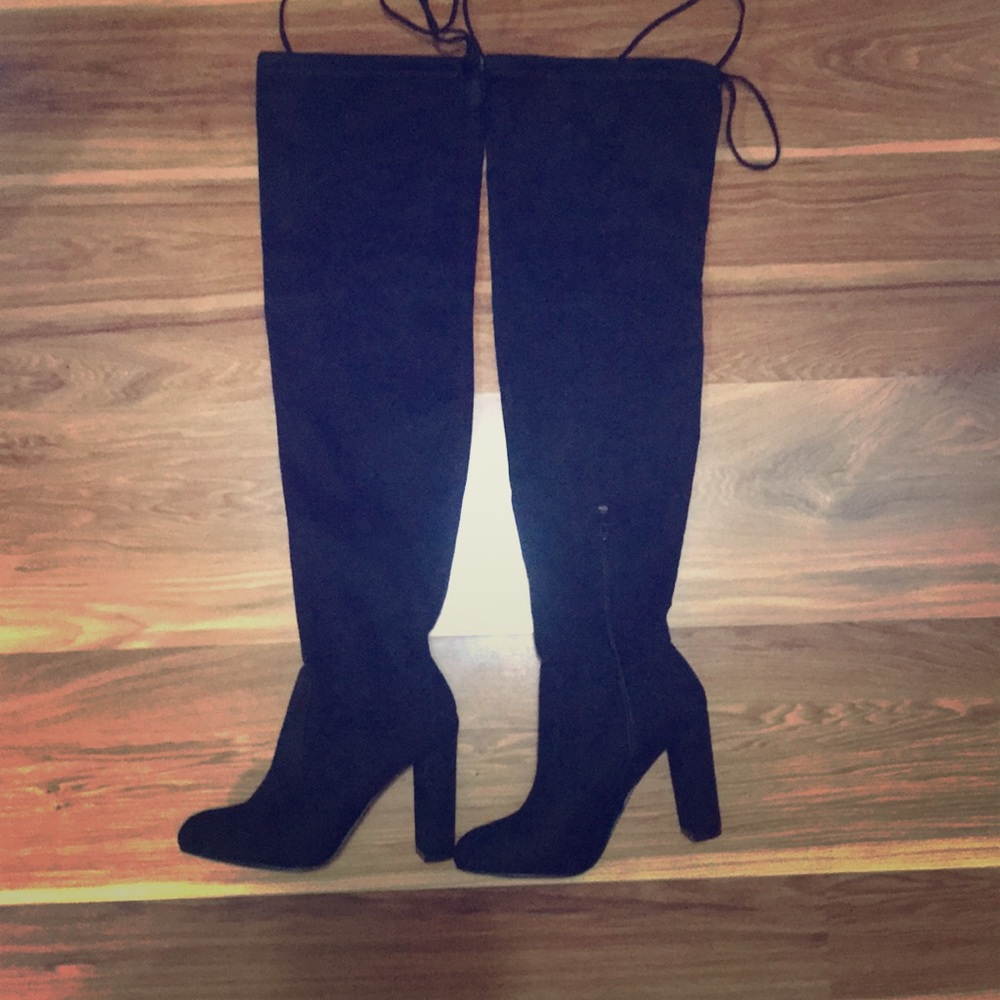 Black thigh high boots